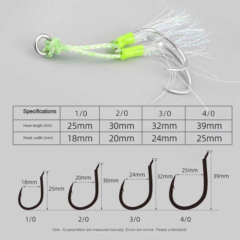 Luminous Fishing Hook 1/0-4/0  - Fishing Lure Jig recension och pris