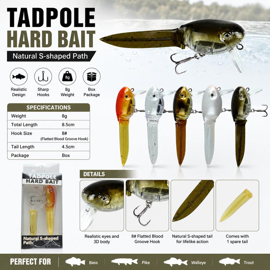 1pcs Tadpole Hard Bait Fishing - Fishing Lure Crankbait recension och pris