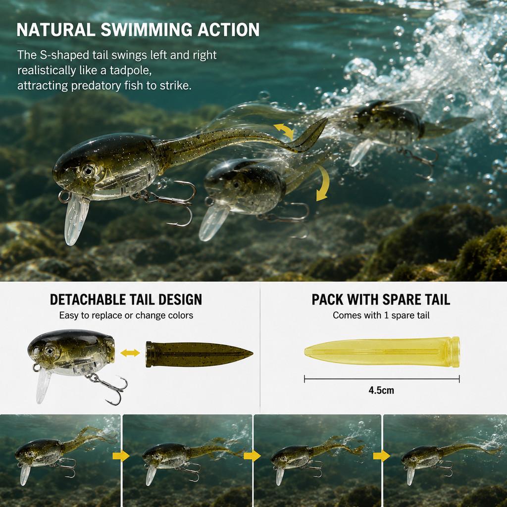 1pcs Tadpole Hard Bait Fishing - Fishing Lure Crankbait recension och pris